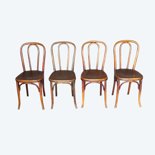 Set of 4 FISCHEL N°113 bistro chairs from 1910, no Thonet