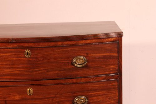 Small Bowfront Mahogany Chest Of Drawers Regency Period