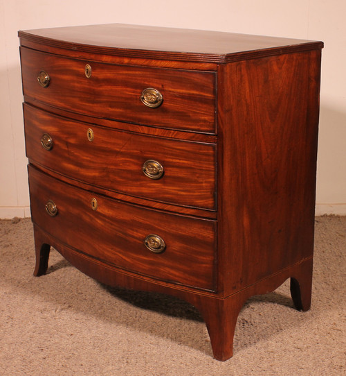 Small Bowfront Mahogany Chest Of Drawers Regency Period