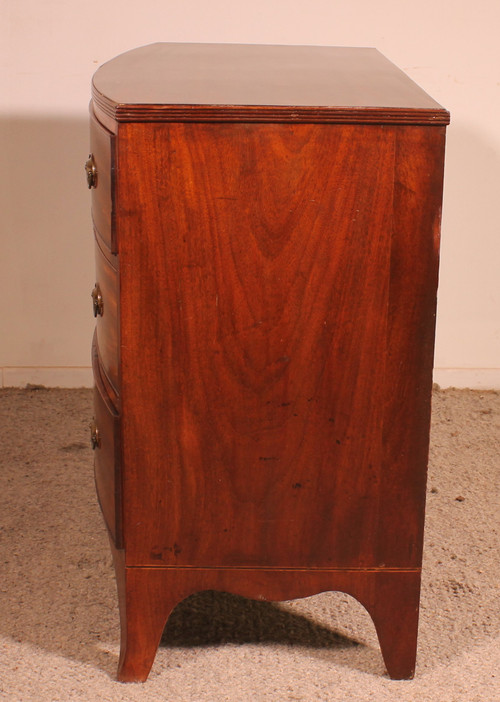 Small Bowfront Mahogany Chest Of Drawers Regency Period