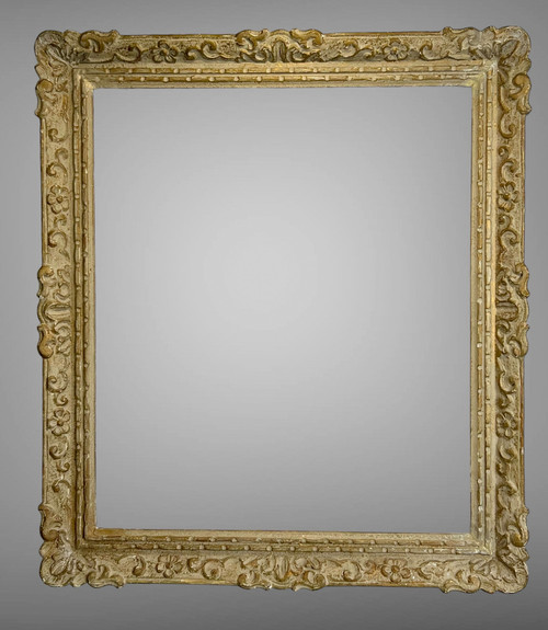 ANTIQUE MONTPARNASSE CARVED WOOD FRAME WITH PATINA FOR PAINTING 60 CM X 51 CM