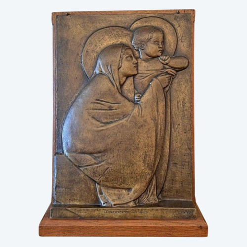 Georges Mathey (1887-1915) Bronze Bas Relief, the Presentation of Jesus to the Magi