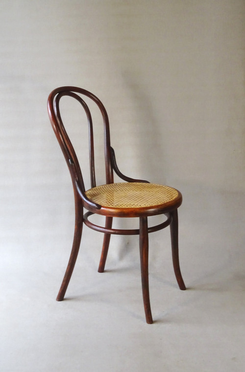 Chaise Thonet N° 18 teinte acajou, cannage neuf, 1890