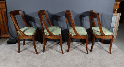 Suite of 4 Mahogany "Gondole" Chairs, Return from Egypt - Mid 20th century