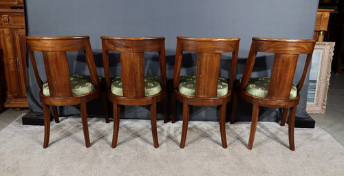 Suite of 4 Mahogany "Gondole" Chairs, Return from Egypt - Mid 20th century