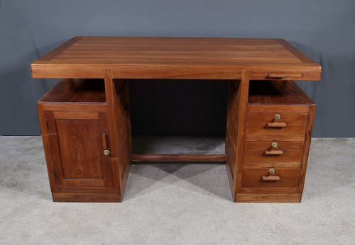 Art Deco teak and mahogany desk, Pondicherry - 1930