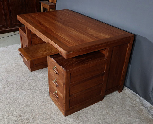 Art Deco teak and mahogany desk, Pondicherry - 1930