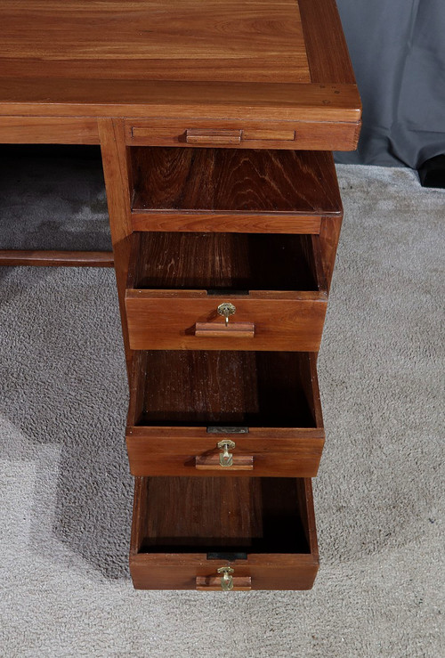 Art Deco teak and mahogany desk, Pondicherry - 1930