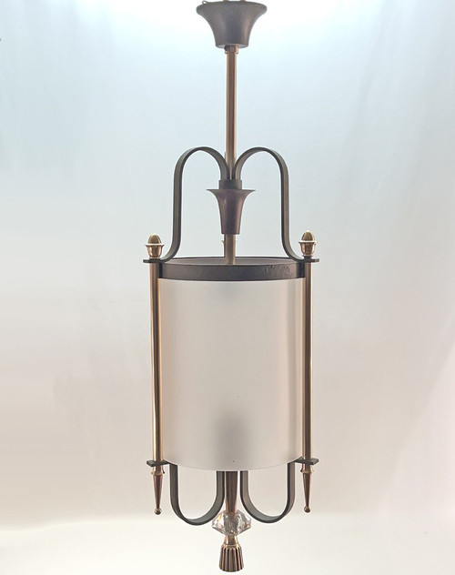 1940 Lantern In Wrought Iron And Bronze