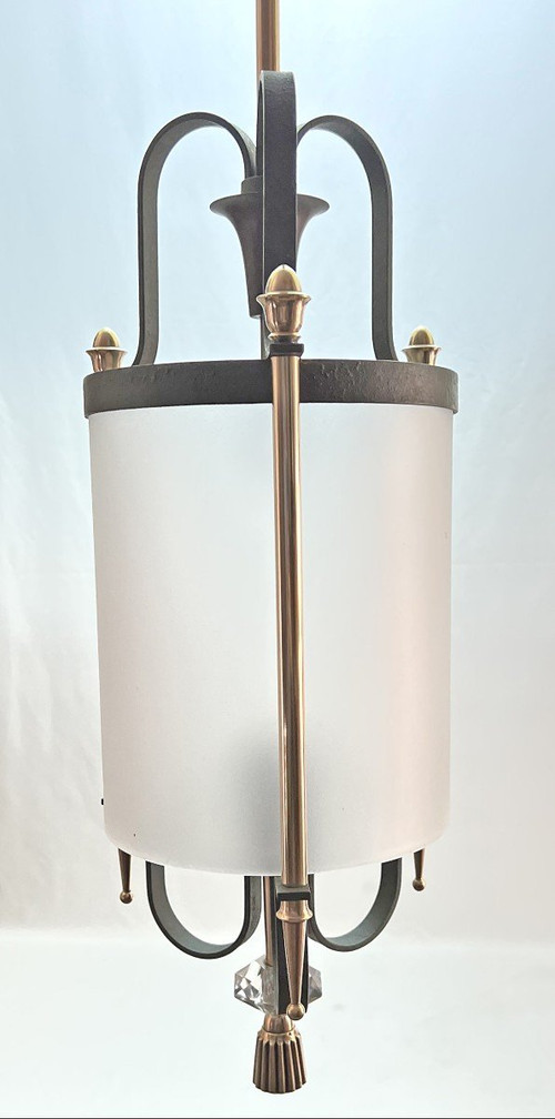 1940 Lantern In Wrought Iron And Bronze