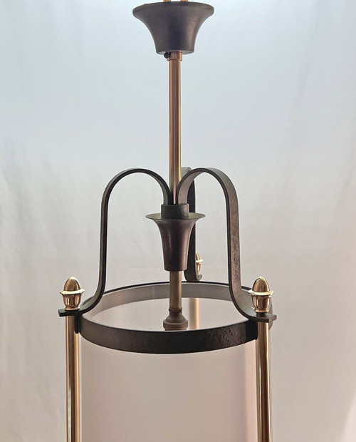 1940 Lantern In Wrought Iron And Bronze