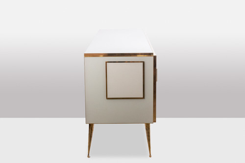 Geometric sideboard in glass and gilded brass. Contemporary Italian work. LS58902059D