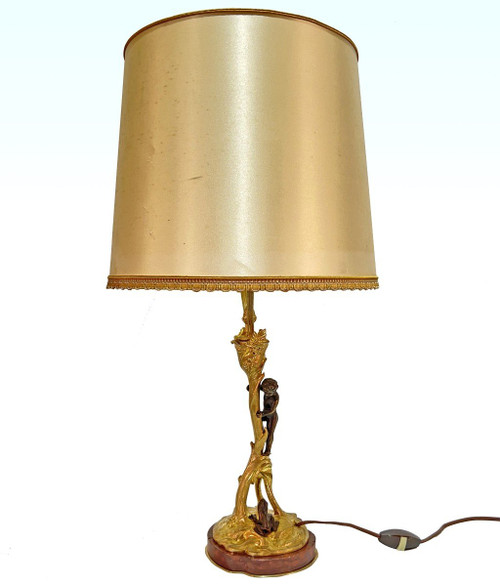 Lampe aus vergoldeter und patinierter Bronze Auguste Delafontaine (1813-1892)