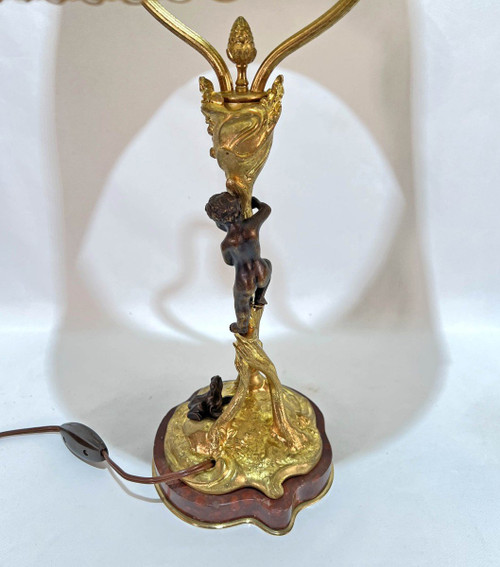 Lampe aus vergoldeter und patinierter Bronze Auguste Delafontaine (1813-1892)