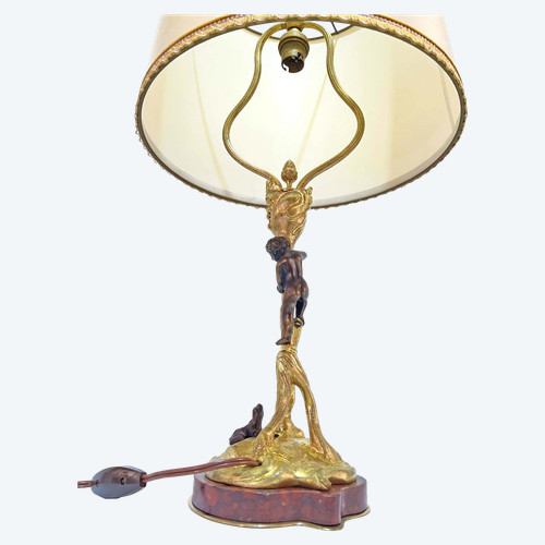 Lampe aus vergoldeter und patinierter Bronze Auguste Delafontaine (1813-1892)