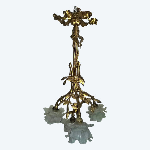 Louis XVI style chandelier in gilded bronze with 4 lights late 19th century