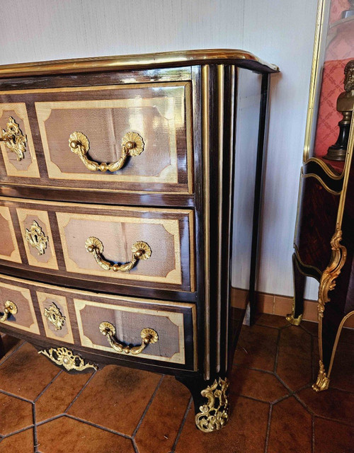 Small St Louis XIV curved chest of drawers Maison Jansen