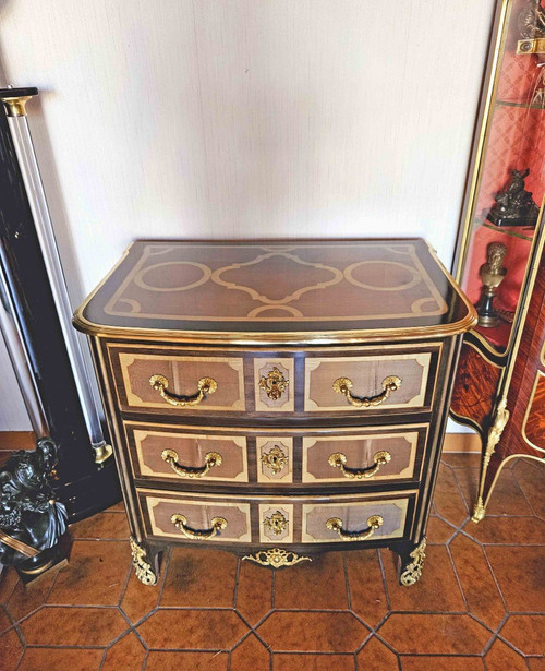 Small St Louis XIV curved chest of drawers Maison Jansen