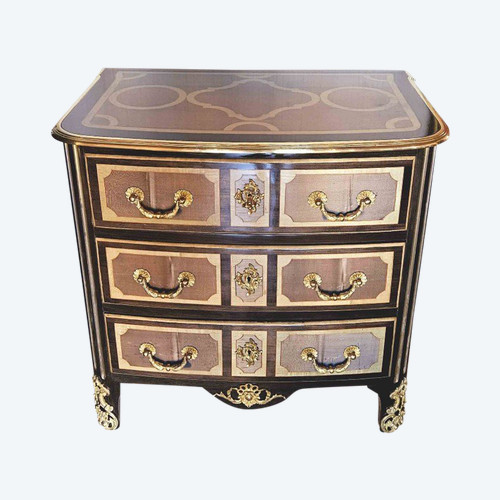 Small St Louis XIV curved chest of drawers Maison Jansen