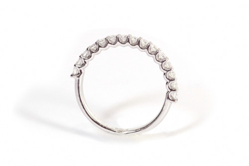 Half-eternity band in 18 karat white gold, brilliant cut diamonds, vintage jewelry, pre-owned ring