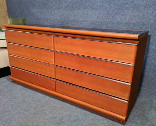 70's Opaline Leather Dresser with Tray