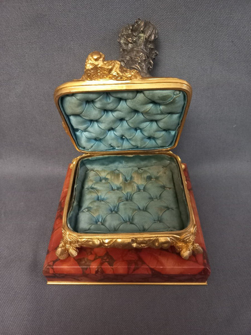 P Lecourtier Silver Bronze And Gilt Bronze Jewelry Box