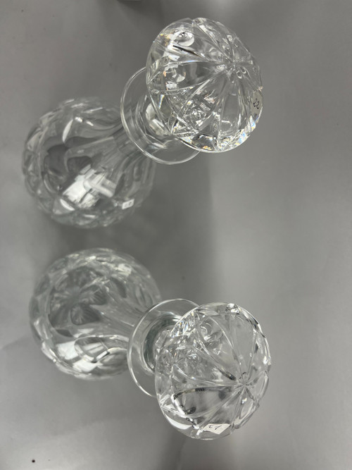 Pair of crystal carafes