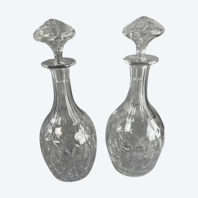 Pair of crystal carafes