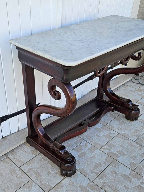 Walnut Console "with Snakes" Italy Circa 1830