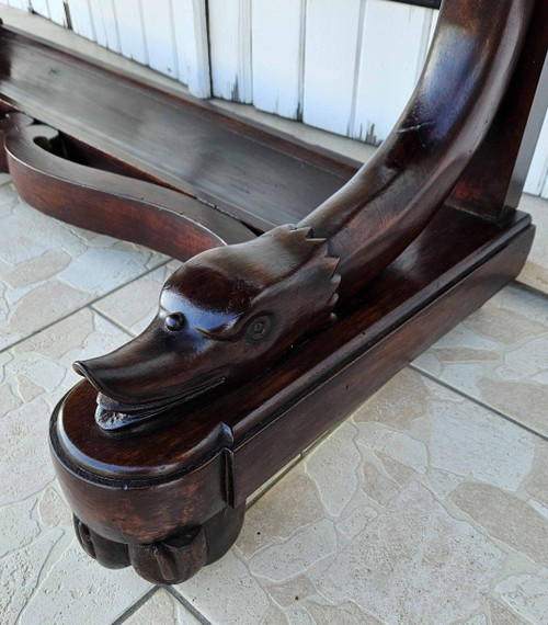 Walnut Console "with Snakes" Italy Circa 1830