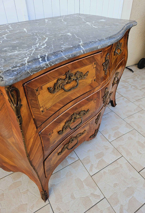 Louis XV all sides curved chest of drawers 18th century