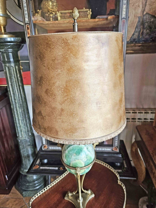 Bronze & Fluor Spath Lamp Signed Maison Charles