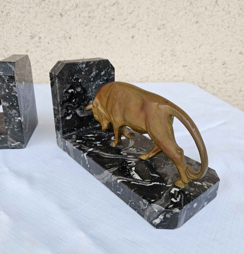 Pair Of Signed Art Deco Bronze Bookends