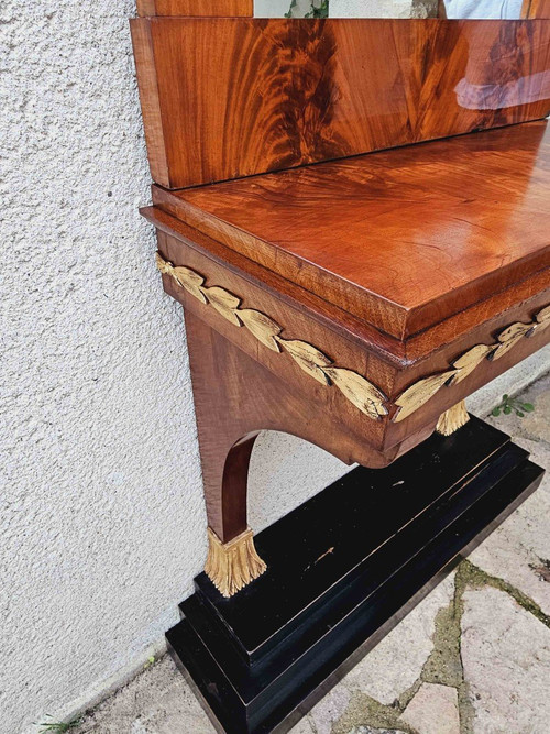 Console With Empire Trumeau Mahogany And Gilded Wood Circa 1850