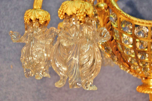 Important Chandelier In Gilt Bronze And Crystal 13 Lights