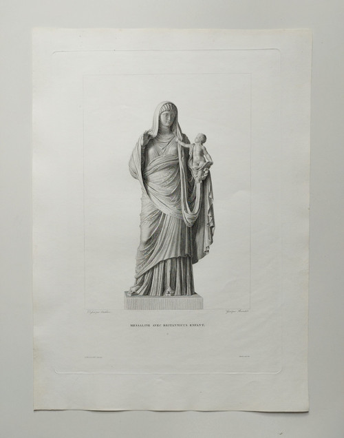 Mythological Engraving  Messaline 19th C Etching Old Print