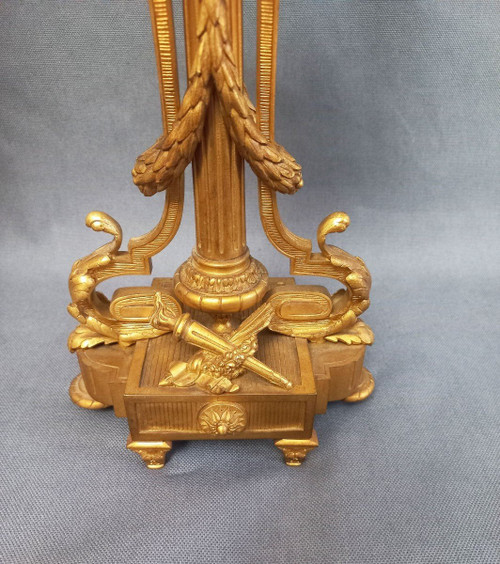 Pair Of Candelabra In Gilt And Chiseled Bronze 19th Century St Louis XVI