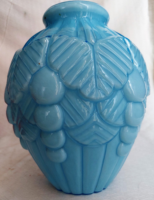 20th century art deco blue opaline vase