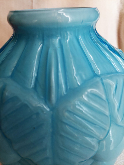 20th century art deco blue opaline vase