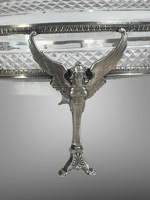 COUPE EN CRISTAL DE " BACCARAT " AVEC MONTURE EN ARGENT MASSIF POINÇON MINERVE