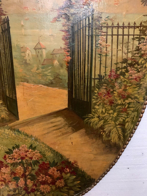 Huile sur toile "Vue sur le lac " panneaux mural décoratif XX siècle