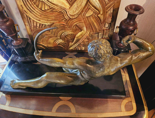 Salvator Riolo Art Deco Bogenschütze aus patinierter Bronze