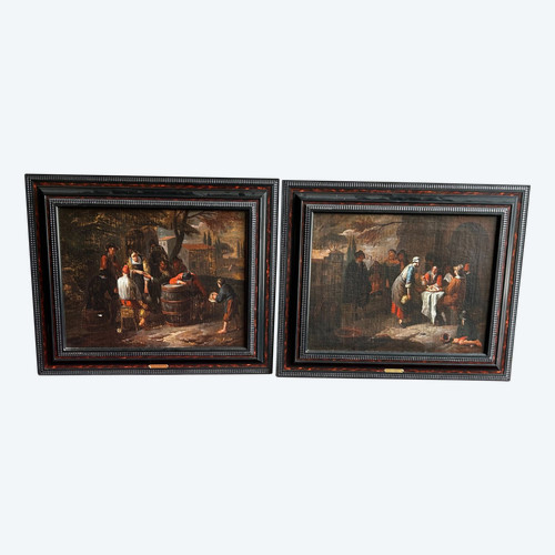 Pair Of Dutch Oil On Canvas Paintings After Dirck Theodor Helmbreker (1633-1696) 