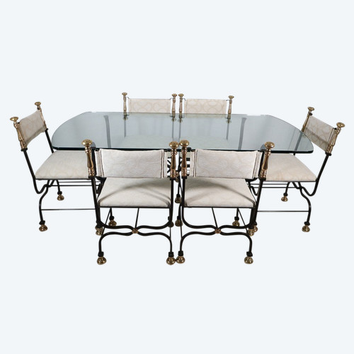 Table et 6 chaises Iron Savonarola Dante années 60