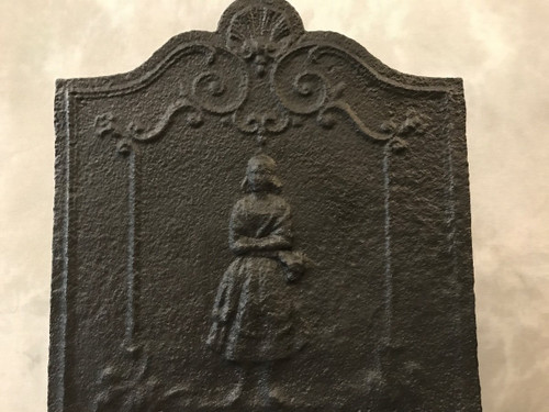 Small old cast iron fireback from the 18th century 