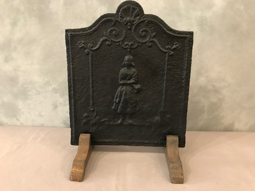 Small old cast iron fireback from the 18th century 