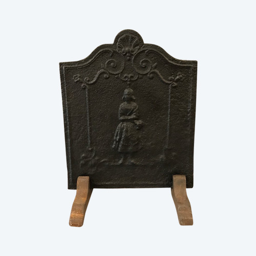 Small old cast iron fireback from the 18th century 