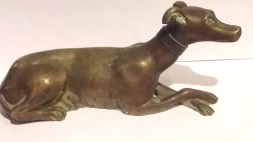 Pair of 19th century bronze greyhounds