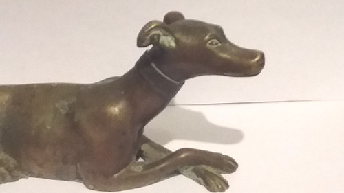 Pair of 19th century bronze greyhounds