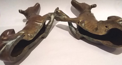 Pair of 19th century bronze greyhounds